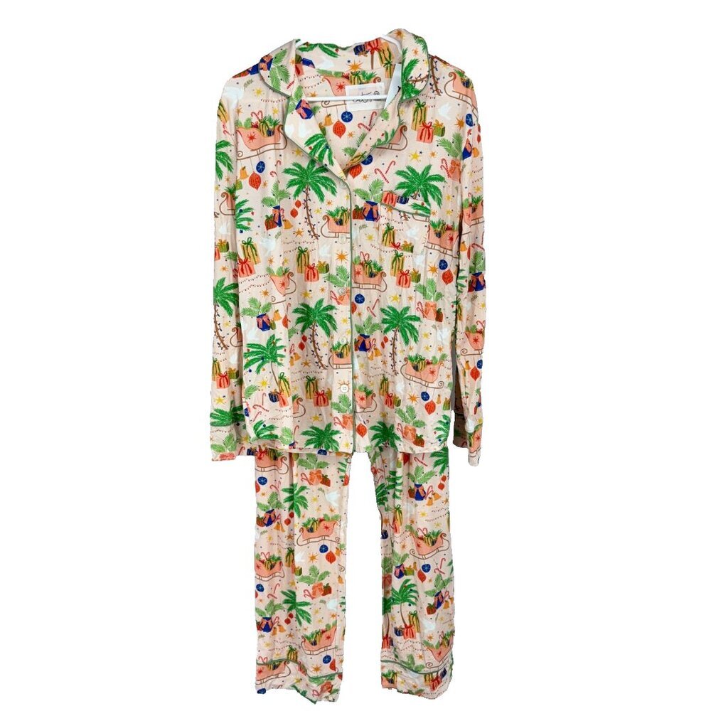 The Cat's Pajamas Women 1X Pajama Set Christmas Holiday Stretch Sleep Loungewear